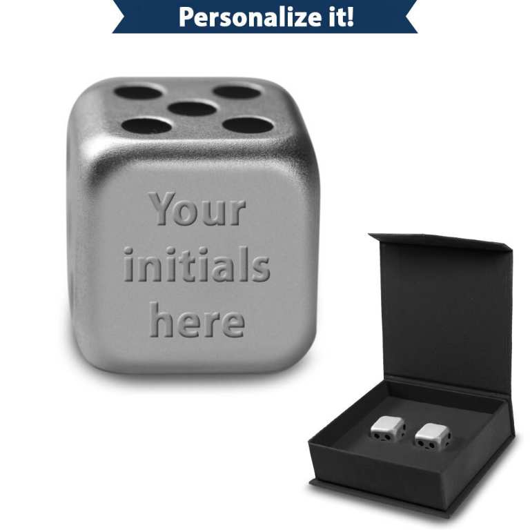 1 oz Engravable Silver Dice 2-Piece Set (New w Gift Box + CoA)