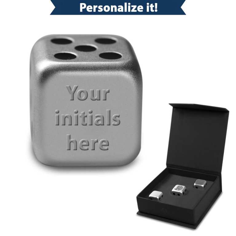1 oz Engravable Silver Dice 3-Piece Set (New w Gift Box + CoA)