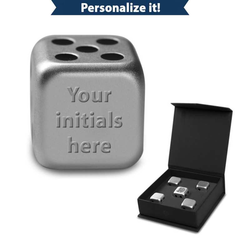 1 oz Engravable Silver Dice 5-Piece Set (New w Gift Box + CoA)