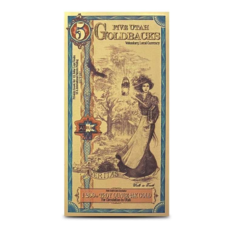 5 Utah Goldback Legacy Gold Note (New)