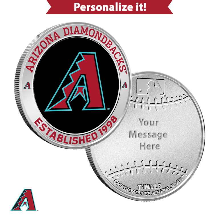 1 oz Colorized Engravable MLB Arizona Diamondbacks Silver Round (New w Gift Box)