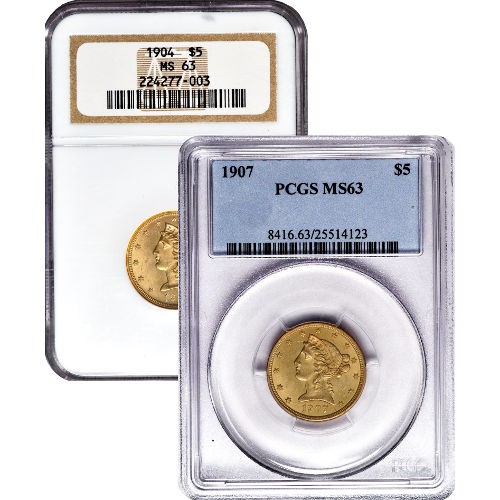 Pre-33 $5 Liberty Gold Half Eagle Coin MS63 (PCGS or NGC)