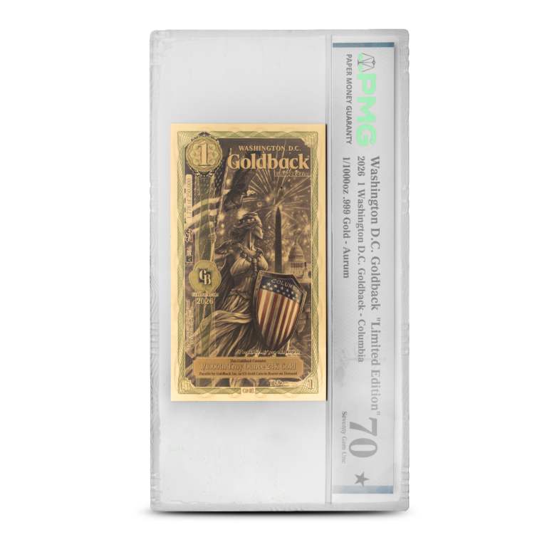 1 Colorized Washington D.C. Limited Edition Goldback Gold Note (Gem 70)