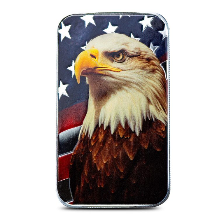 1 oz Colorized Scottsdale Patriotic Bald Eagle Silver Bar (New)