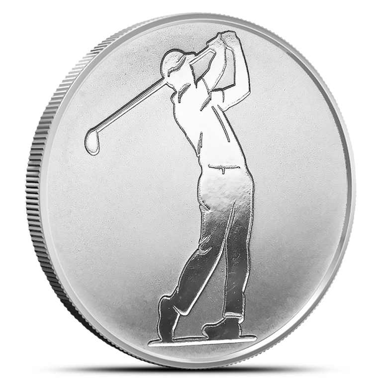 1/2 oz Swinging Golfer Golf Ball Marker Silver Round (New)