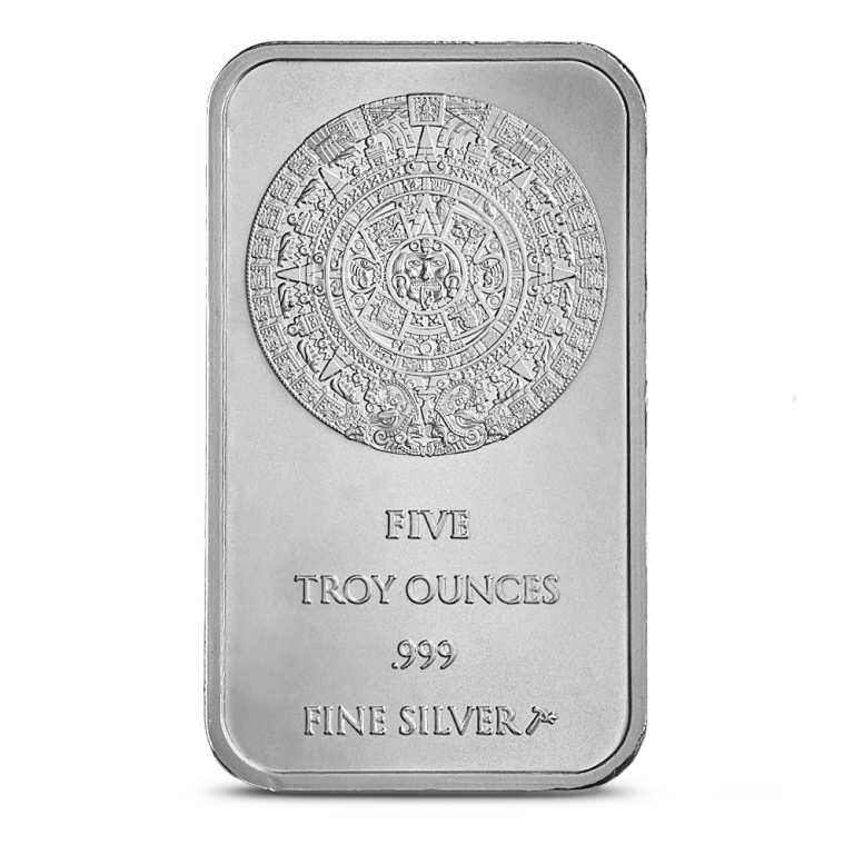 5 oz SilverTowne Aztec Calendar Silver Bar (New)