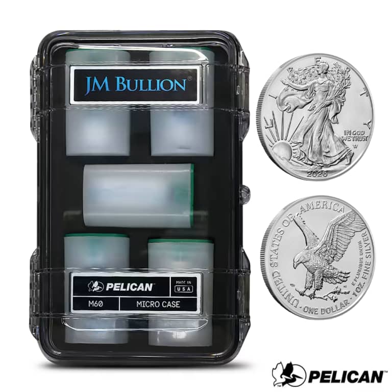 2026 1 oz Silver Eagle Mini Monster Box (100 Coins, JM Bullion Pelican Case, BU)