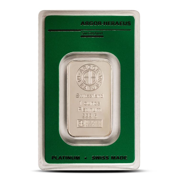 1 oz Argor Heraeus Platinum Bar (New w Assay)